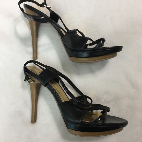 Qupid Black 5" Stiletto Slingback Heels Size 8 - Picture 2 of 4